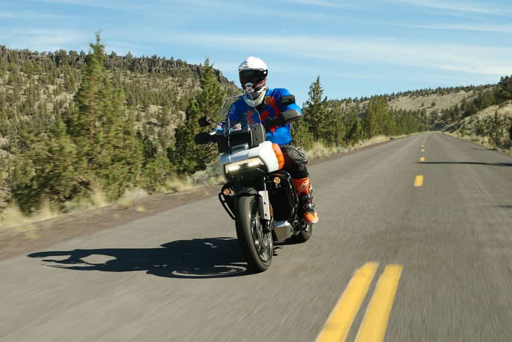 Eric riding the backroads of Oregon while wearing his favorite dual sport helmet the Shoei x2 Hornet.