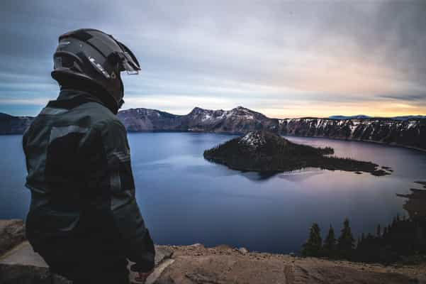 Garrett enjoying a view of Crater Lake in Oregon.