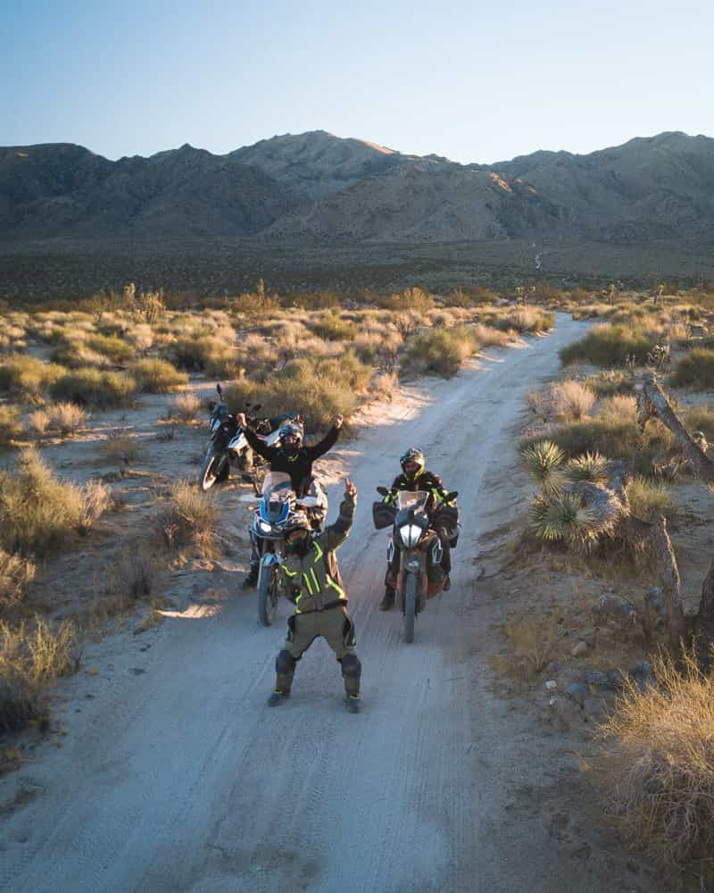 Garrett and customers motorcycling through in Joshua Tree National Park.